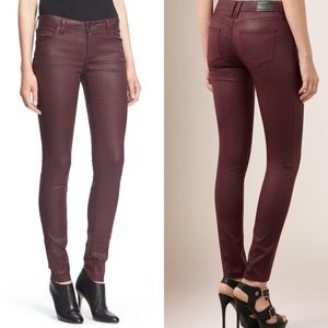 Burberry Brit Oxblood Wax coated Skinny Jeans NWT Low Rise